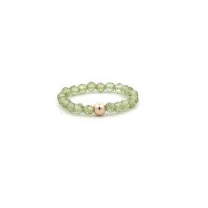 14K Gold & Peridot Micro Faceted Stretch Ring Handmade Elastic Gemstone Band
